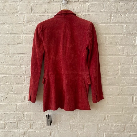 Anthropologie || Blank NYC Suede Leather Double Breasted Blazer Red XS NWT - Picture 7 of 10